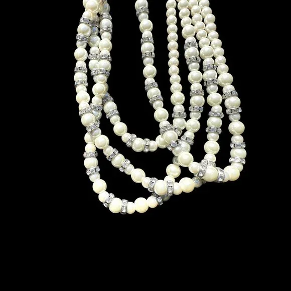 Vintage Faux Pearl Statement Necklace Chunky Beaded Bridal Necklace Mother Bride - Picture 5 of 12
